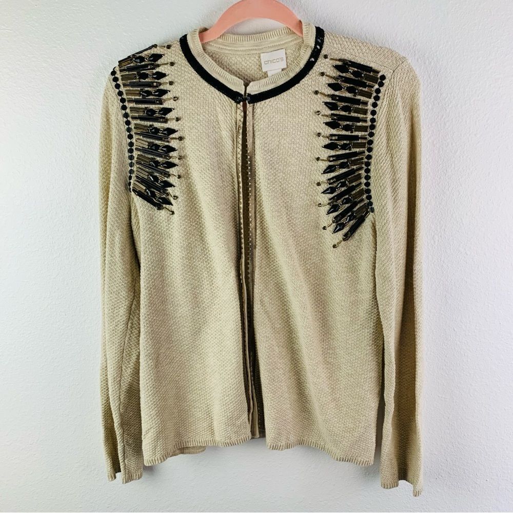 Chicos Embellished Cardigan Sweater